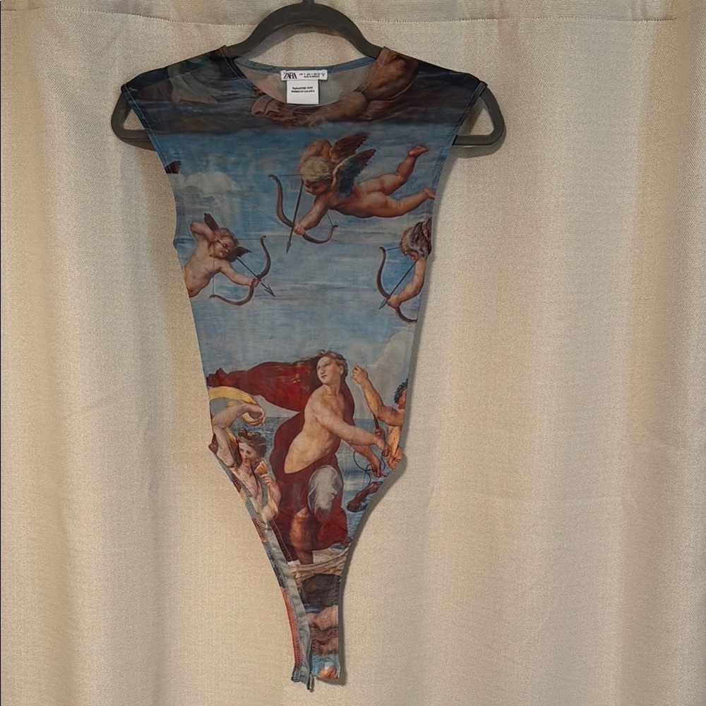 Mesh Renaissance Art Print Bodysuit